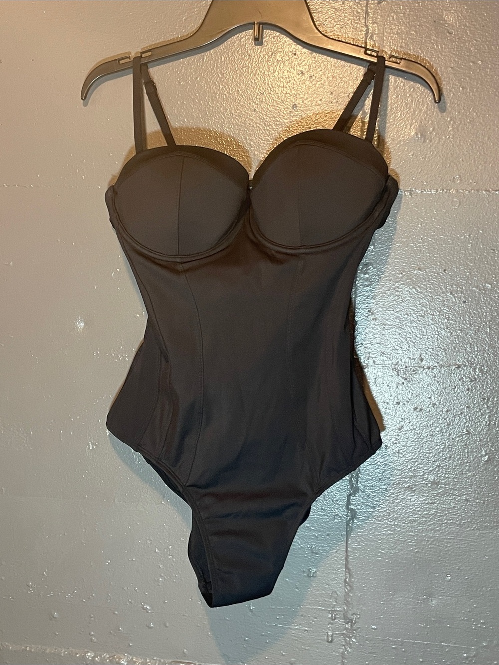TAE Black Lace up back one piece bathing suit.